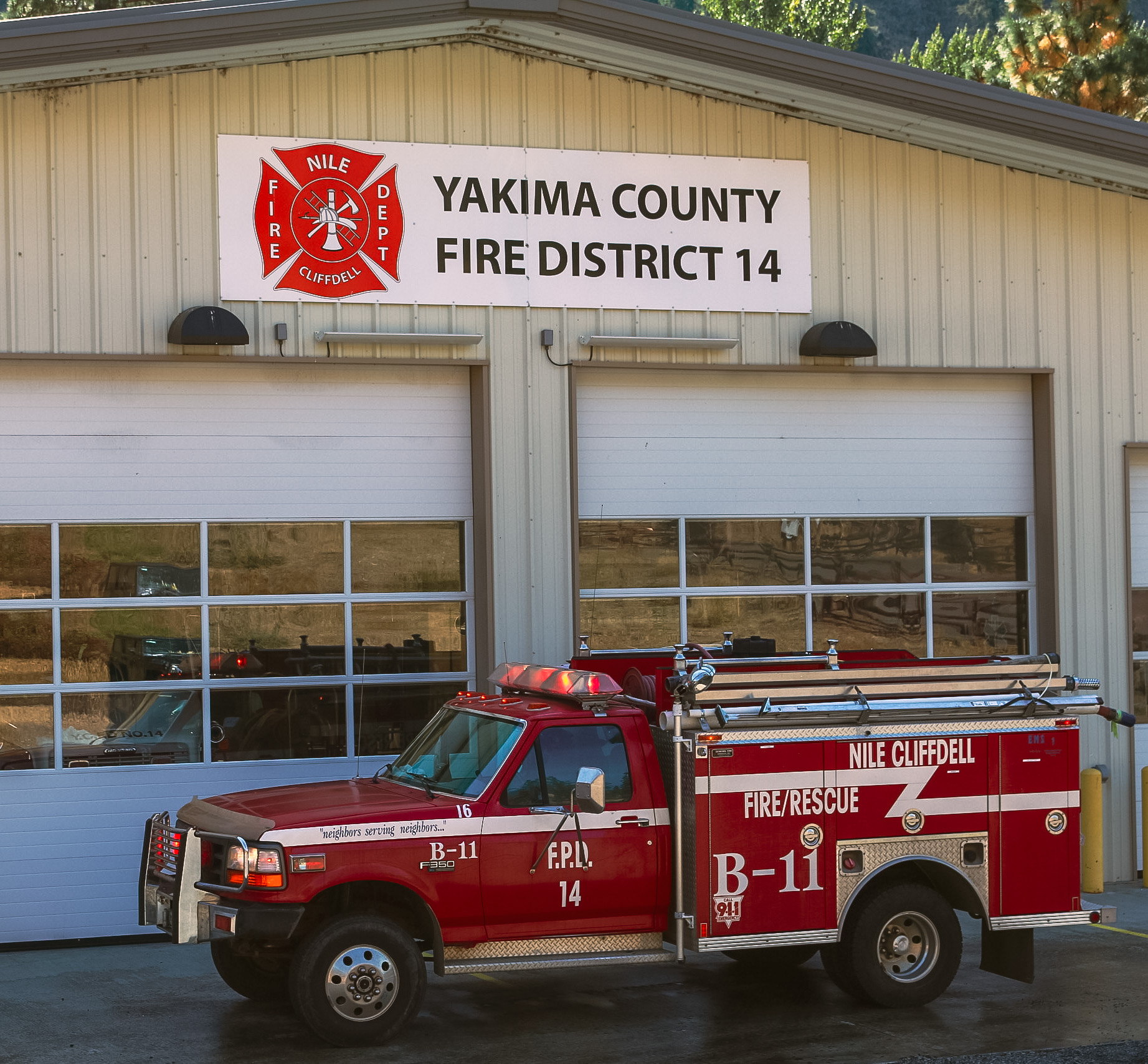 Brush 11 posed outside Yakima County Fire District 14