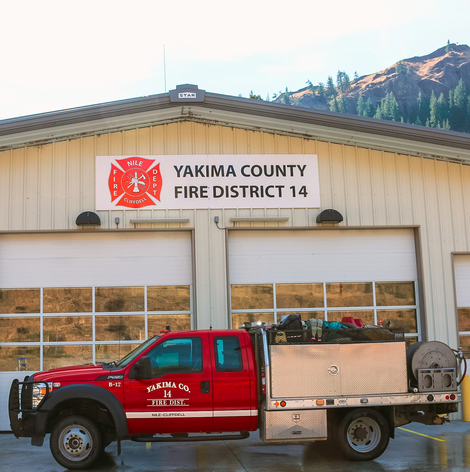 Brush 12 posed outside Yakima County Fire District 14