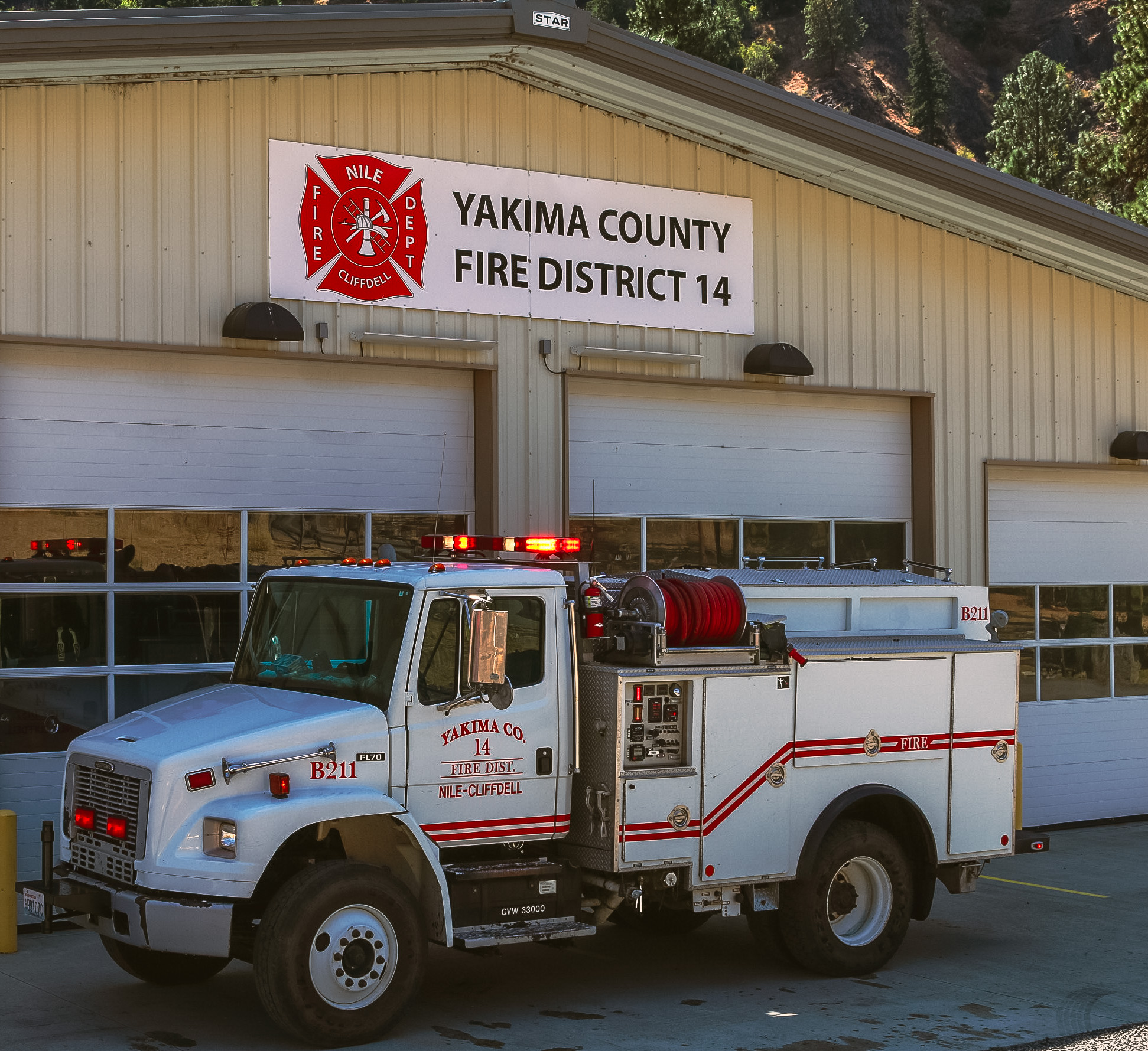 White Brush 211 Steady Eddie posed outside Yakima County Fire District 14
