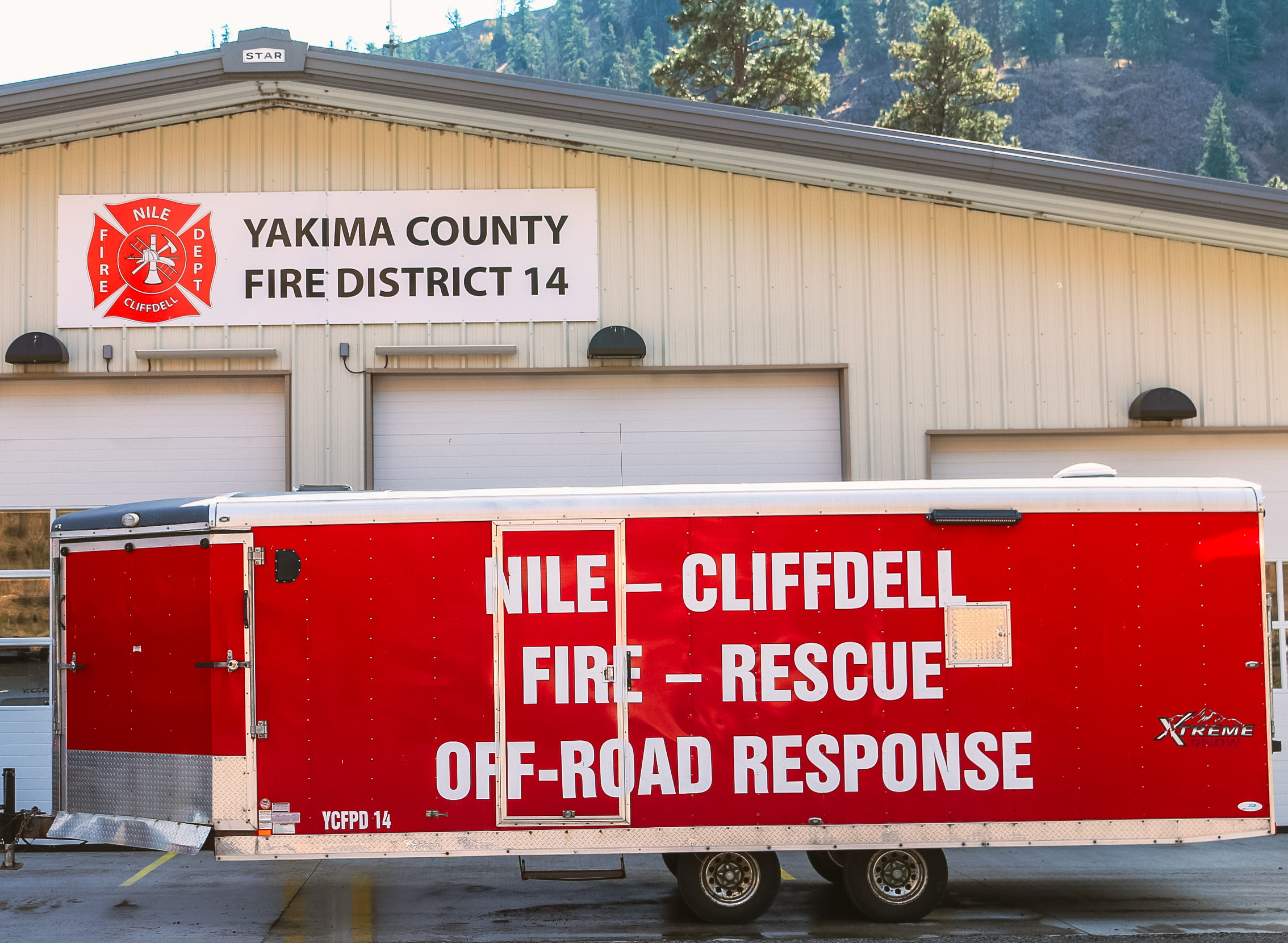 Rescue Trailer 14 posed outside Yakima County Fire District 14