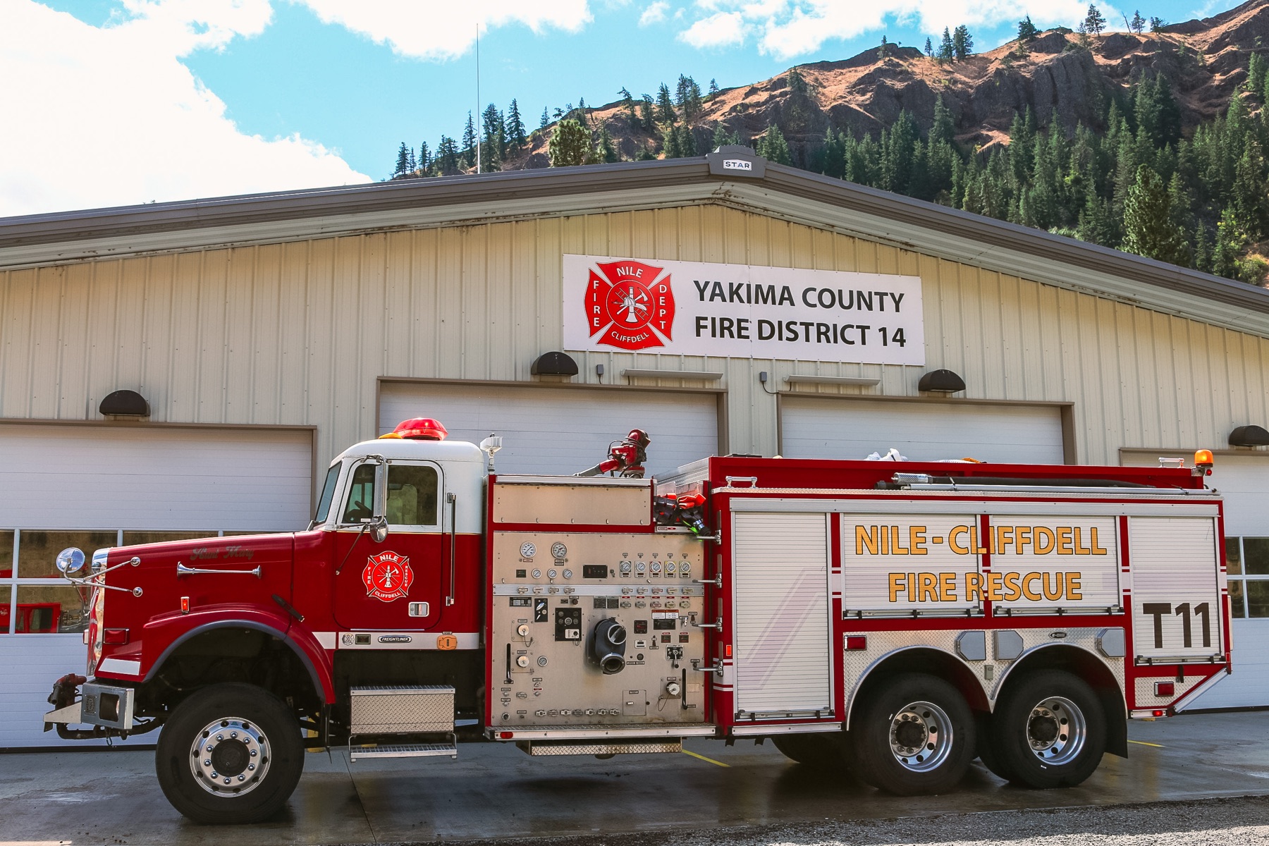 Tender 11 posed outside Yakima County Fire District 14
