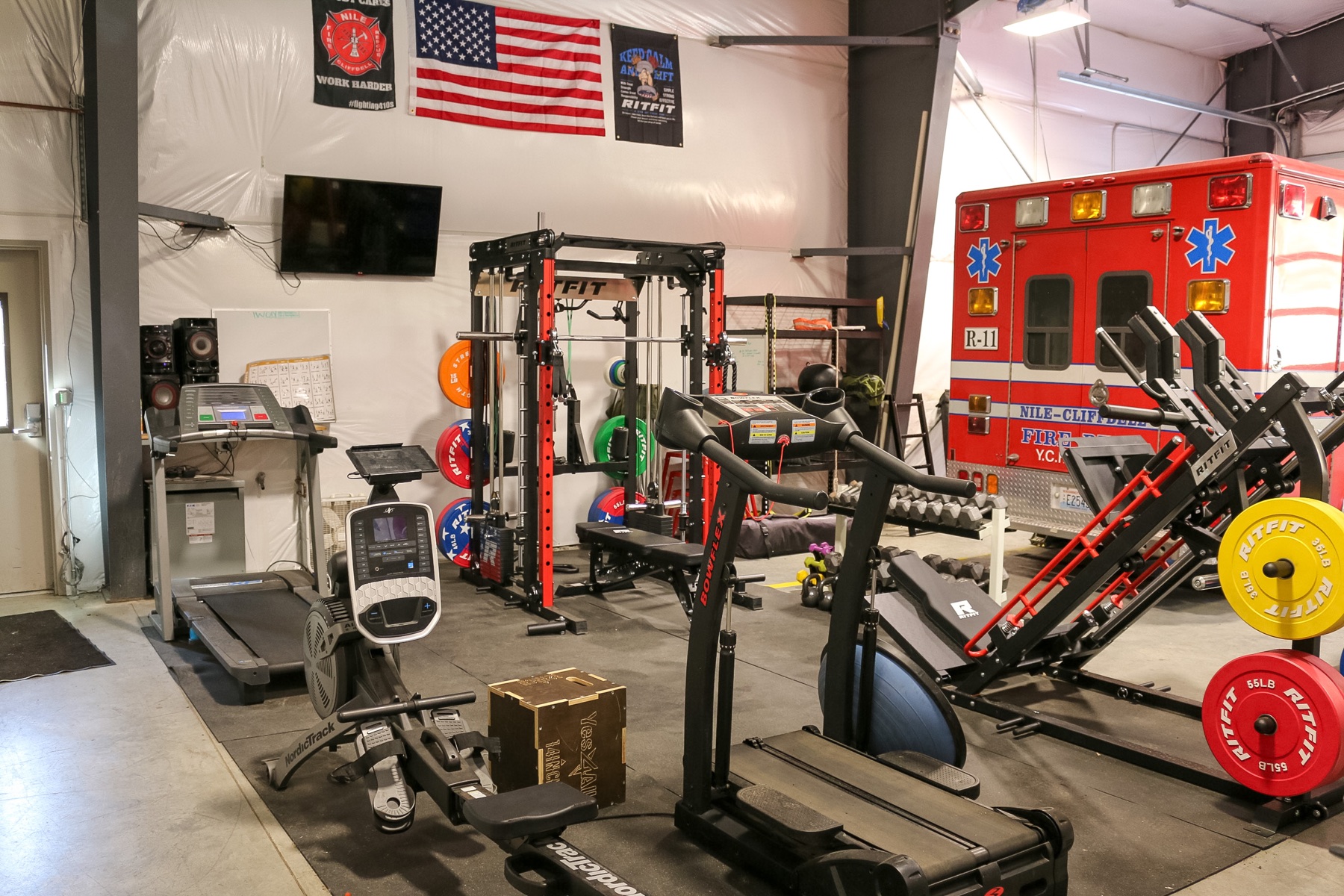 Station 11 firefighter fitness and conditioning area